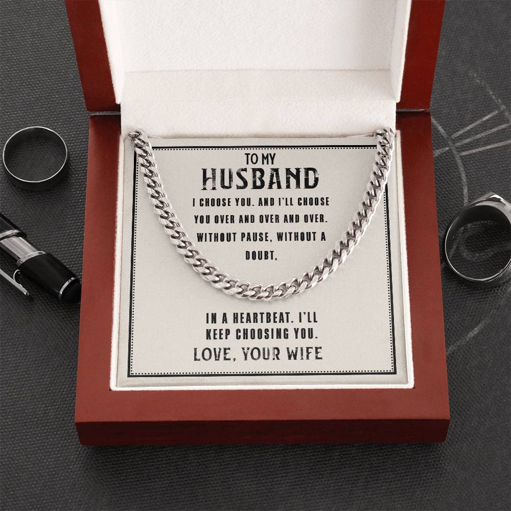 To My Husband Cuban Link Chain