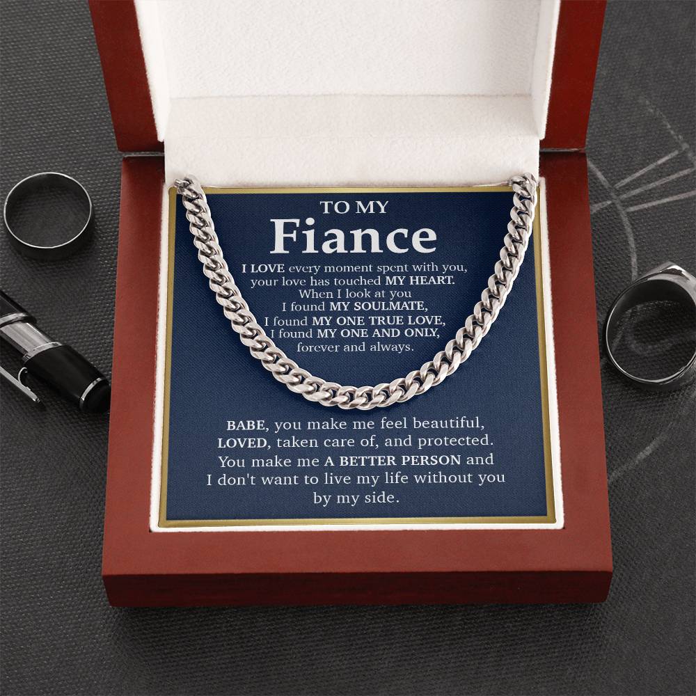 Cuban Link Chain Necklace  Gift For Fiance