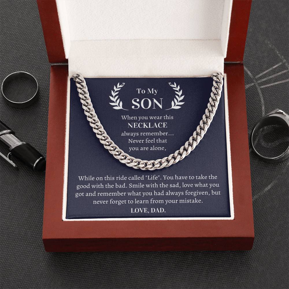 Gift For Son From Dad - Never Forget To Learn From Your Mistake Cuban Link Chain