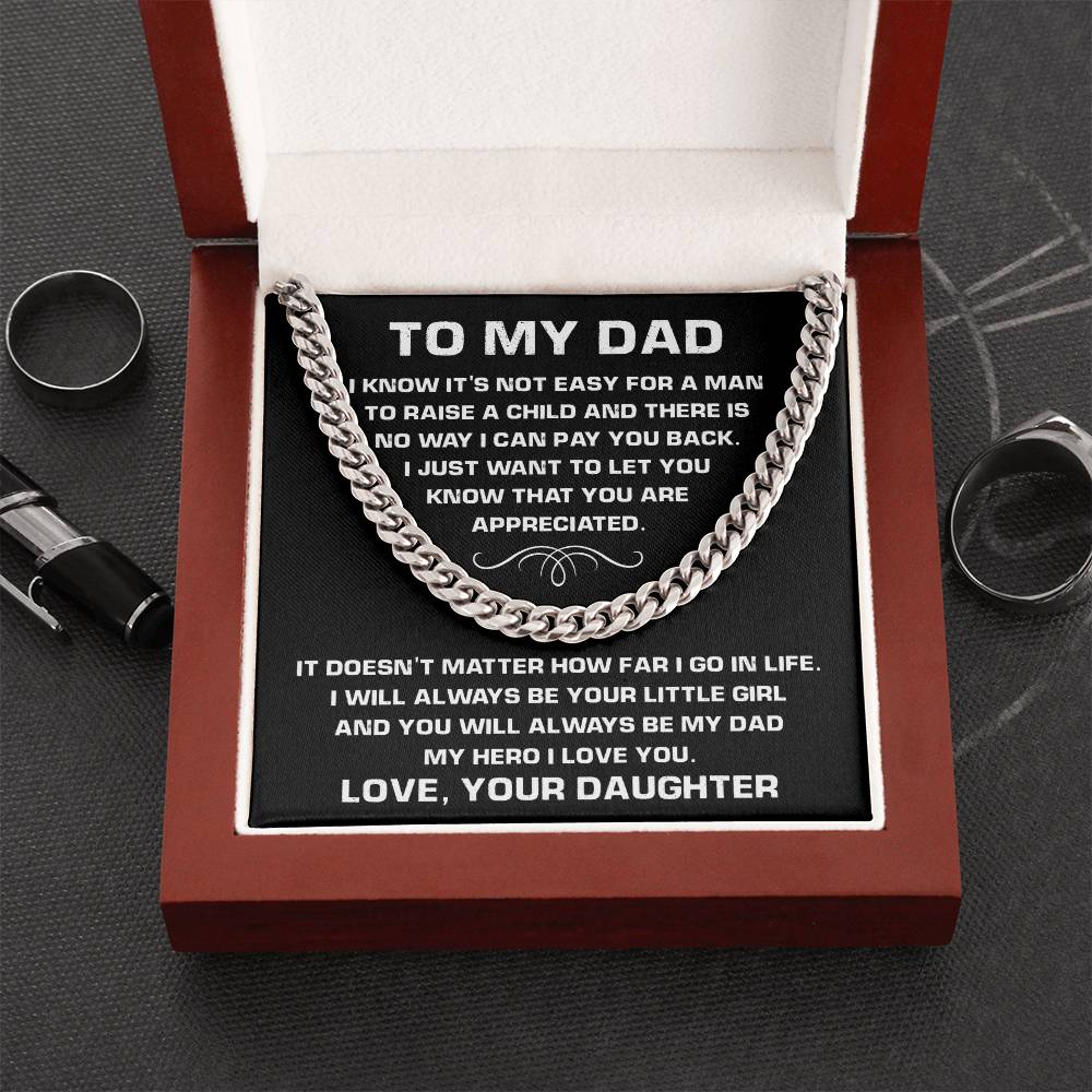 Necklace For Dad From Daughter-Best Father's Day Gift For Dad-Chain Necklace For Dad-Father's Day Jewelry Cuban Link Chain