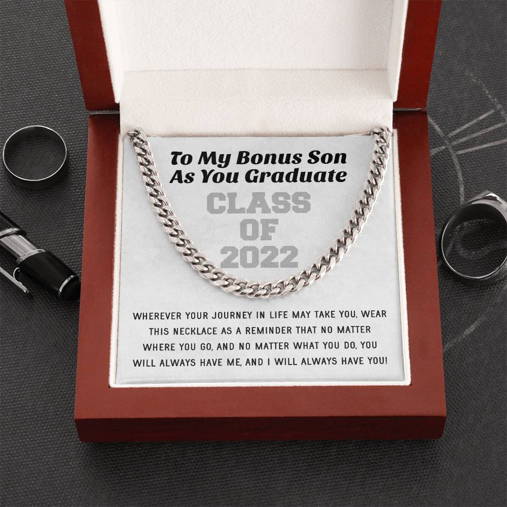Bonus Son Graduation Class Of 2022 High School Graduation College Graduation Gift For Step Son Mens Gold Cuban Link Ch Cuban Link Chain