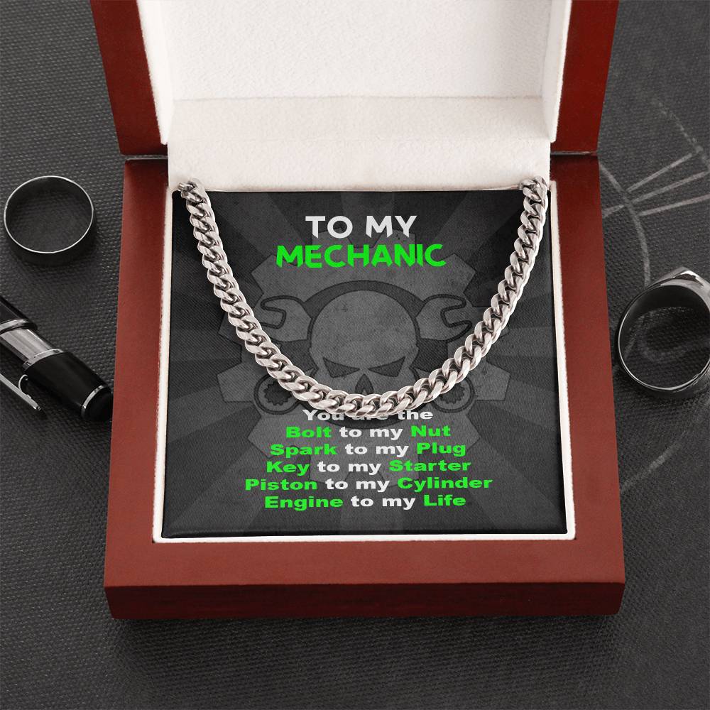 To My Mechanic Cuban Link Chain