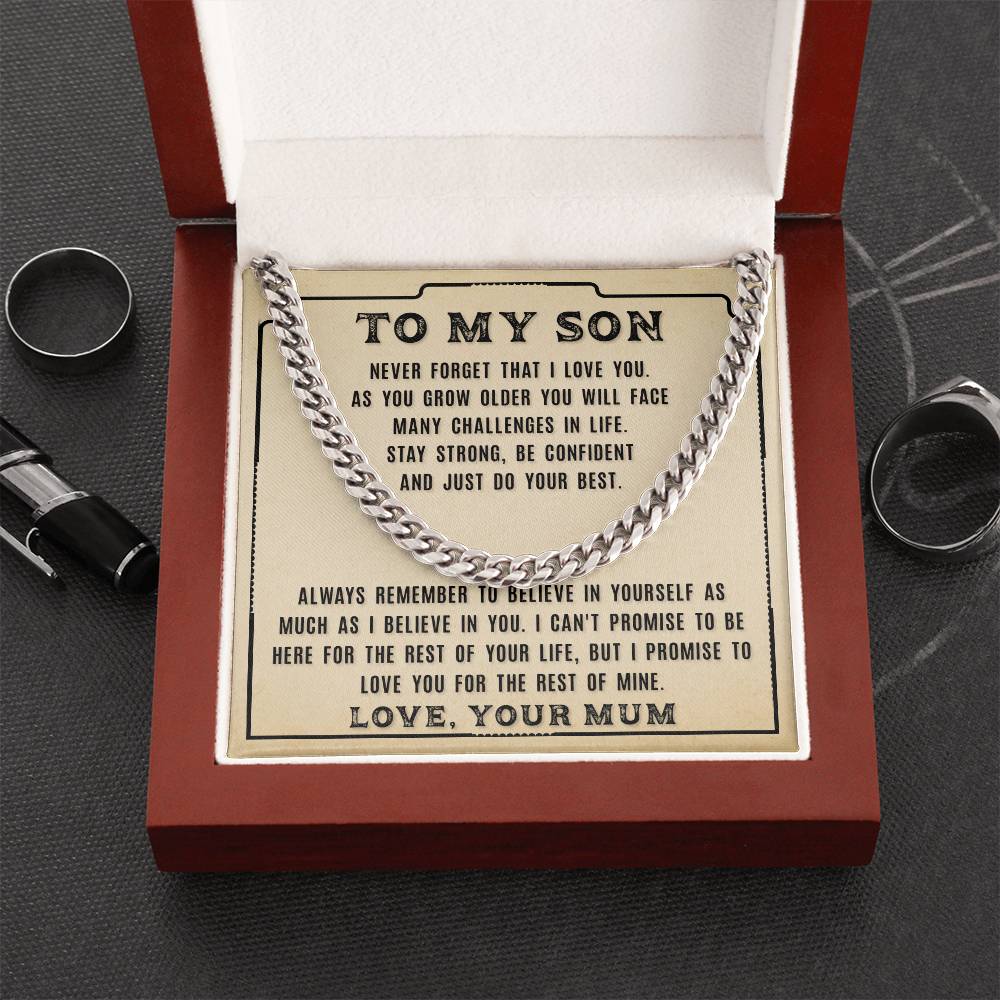 My Son - Never Forget That I Love You - Cuban Link Chain Necklace