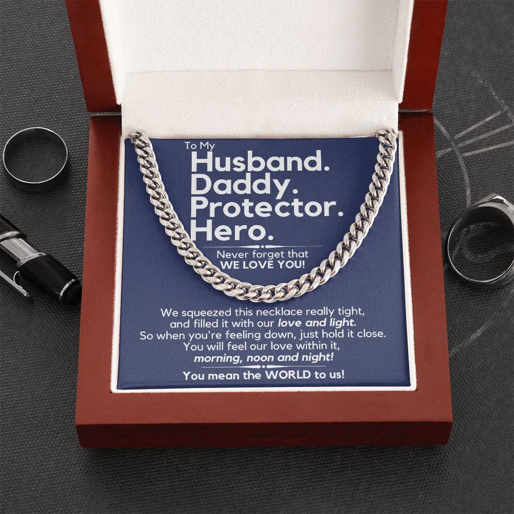 Husbanddaddy - We Love You - Gift Necklace From Family Cuban Link Chain