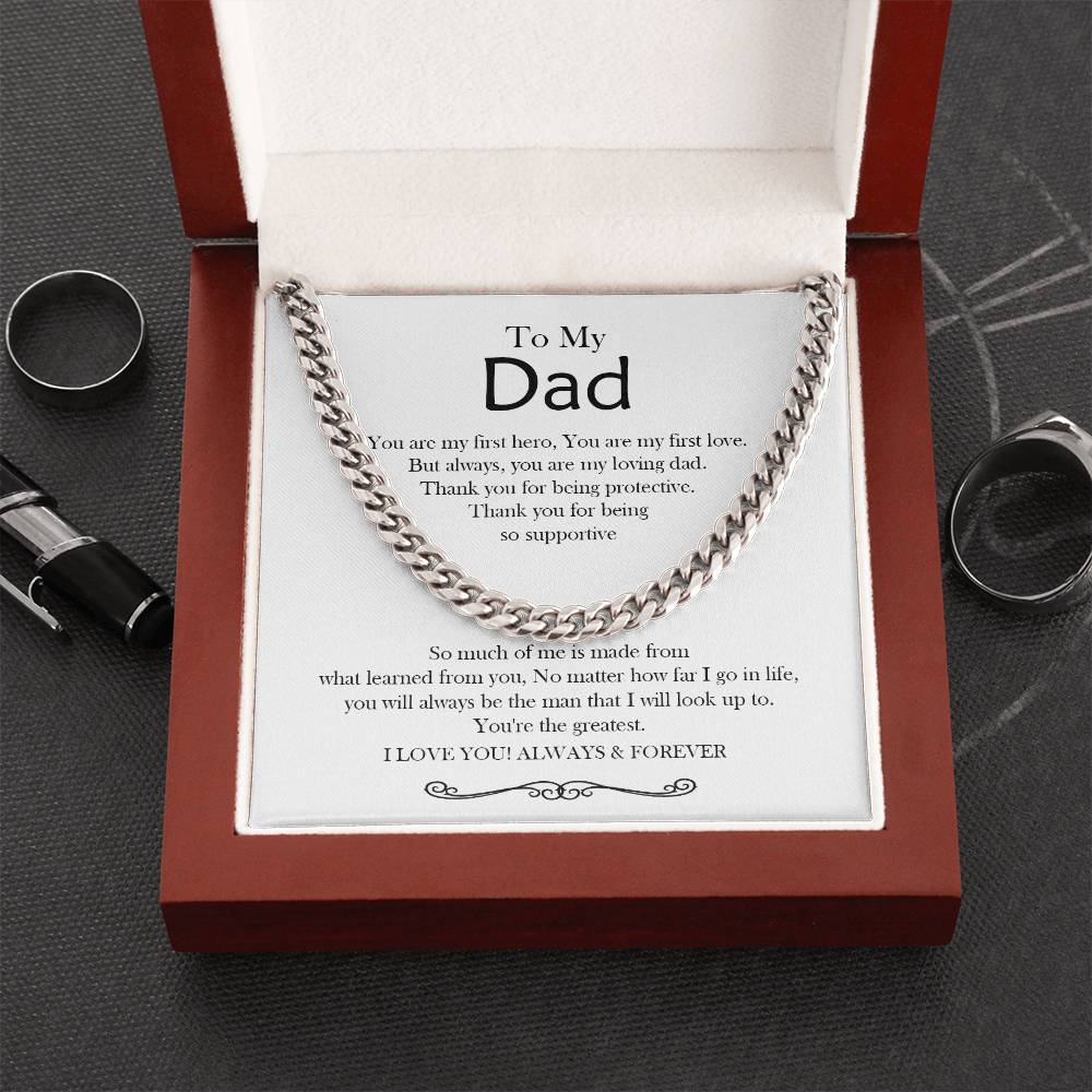 To My Dad Cuban Chain Necklace Gift For Dad From Son Daughter Father's Day Gift Dad Birthday Anniversary Gift Cuban Link Chain