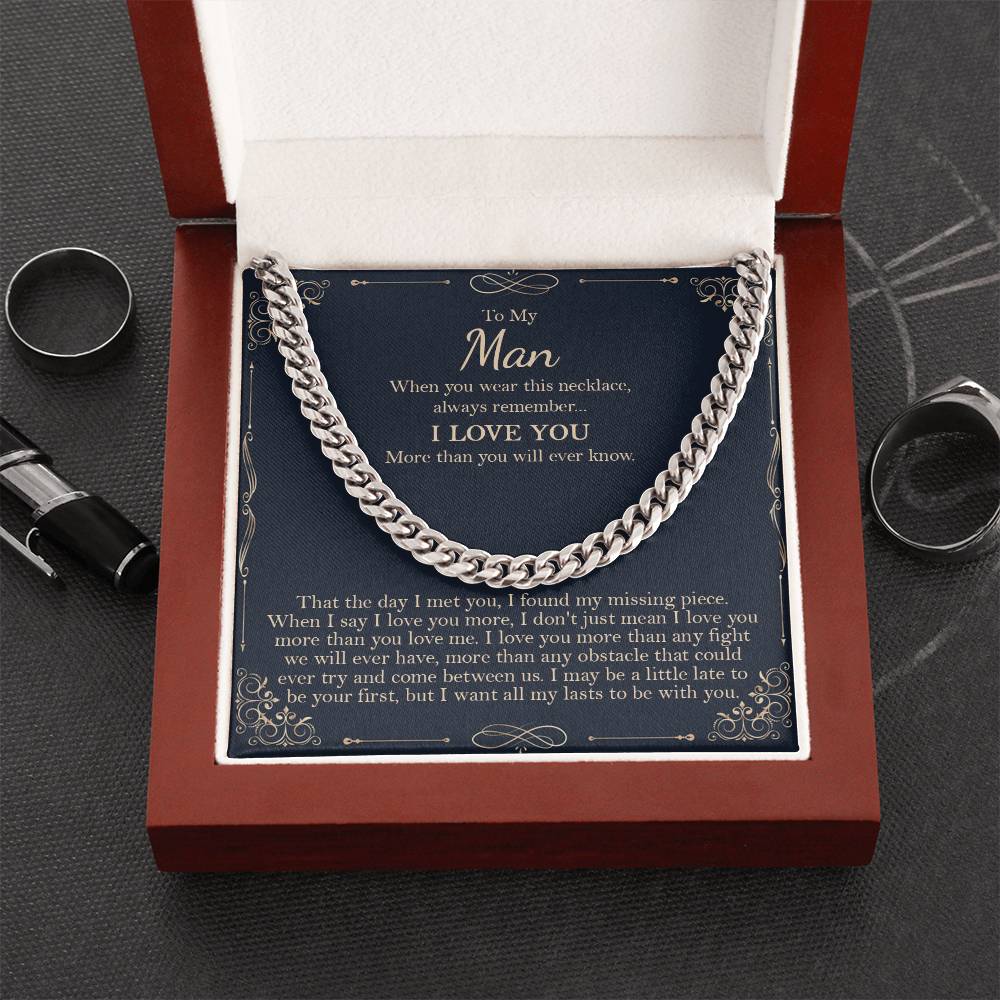 To My Man Necklace Gift For Boyfriend Boyfriend Cuban Chain Necklace Birthday Gift For Men Cuban Link Chain