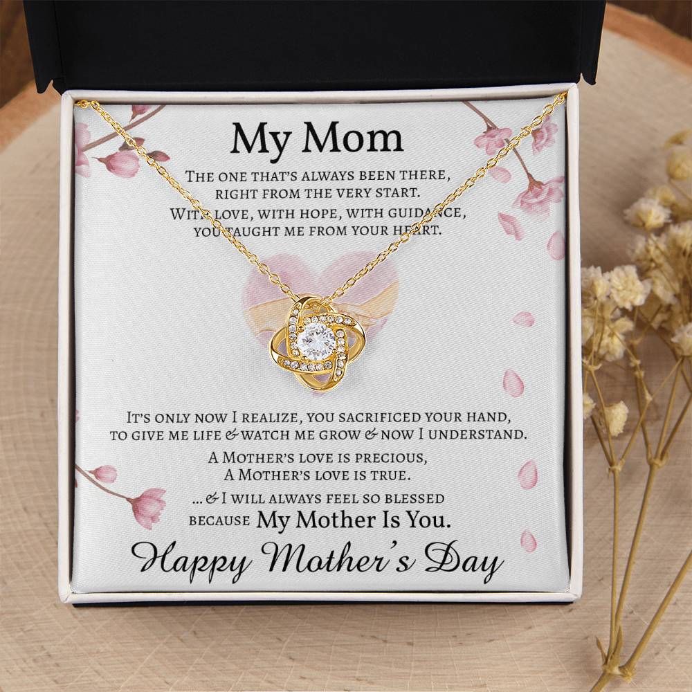 Mother's Day Message Card Necklace For Mom Love Knot Necklace For Mom Mom Gift From Daughter Mom Gift From Son Love Knot Necklace