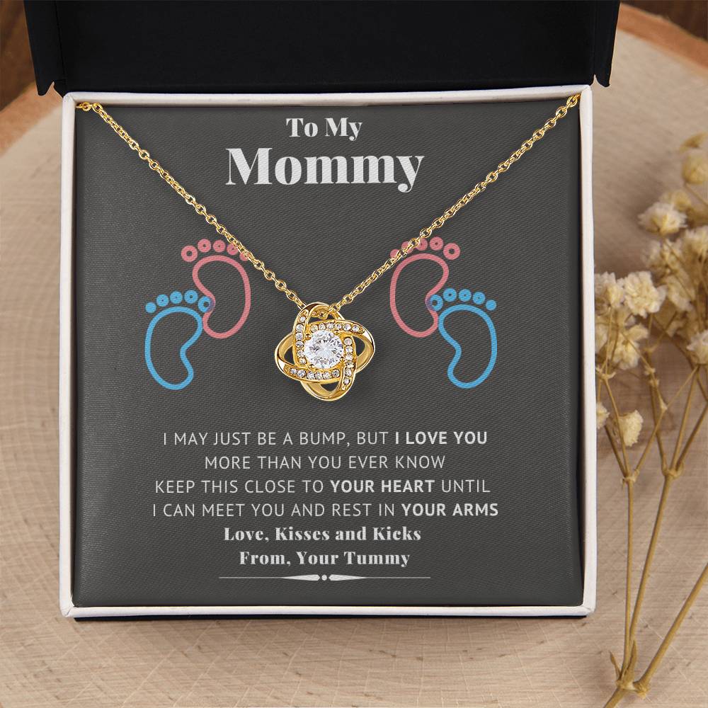 To My Mommy Baby Feet Heart First Time Mom Mom To Be Baby Shower Gift Expecting Mother Pendant Necklace Gift Set New Mom Gender  Love Knot Necklace
