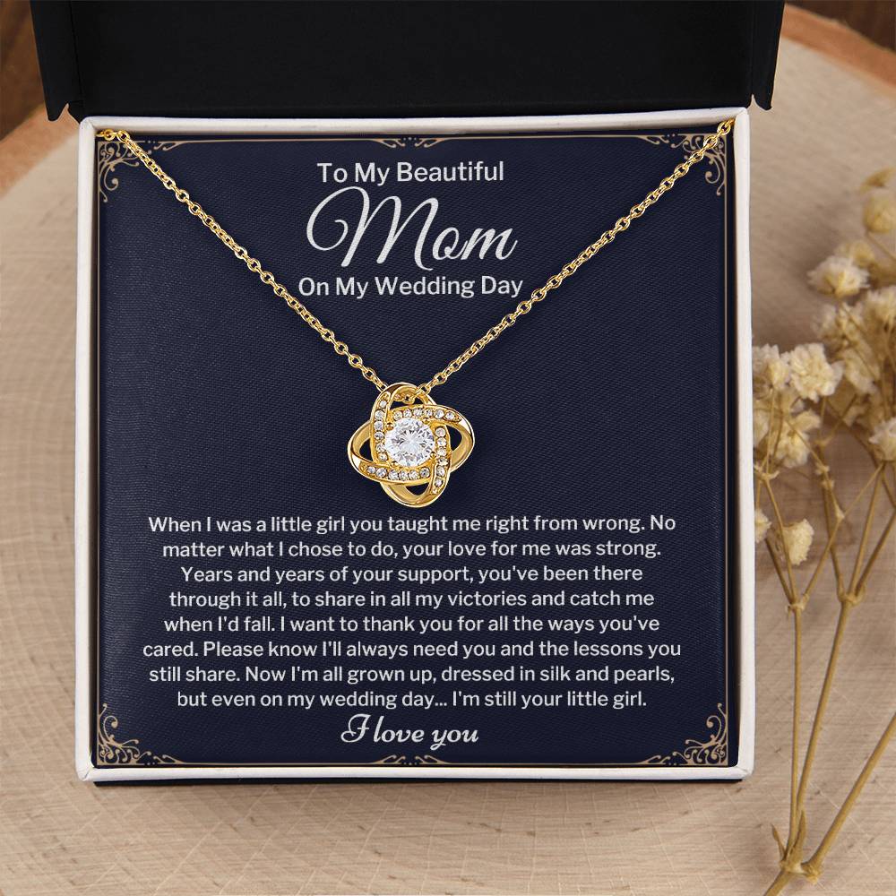 To My Mom On My Wedding Day Love Knot Necklace