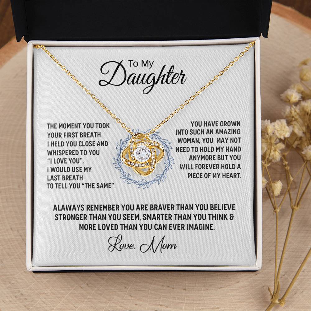 14K White Gold To My Beautiful Daughter - Love Knot Necklace