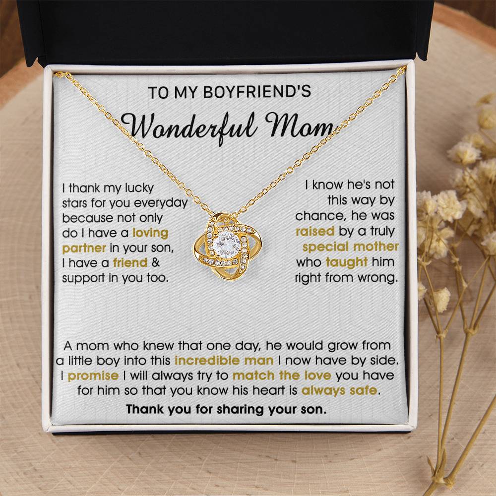 Gift For Boyfriend's Mom - His Heart - Love Knot Love Knot Necklace