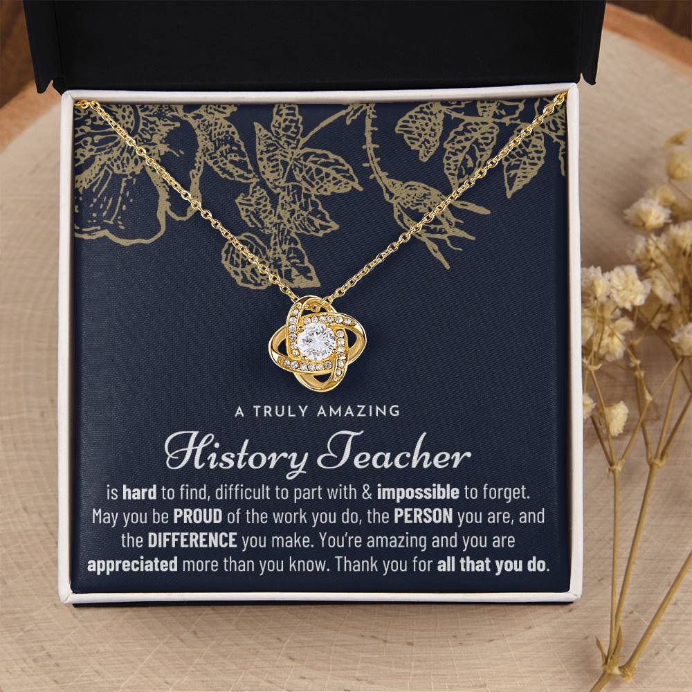 Gift For History Teacher History Teacher Gift History Teacher Appreciation Gift Love Knot Necklace