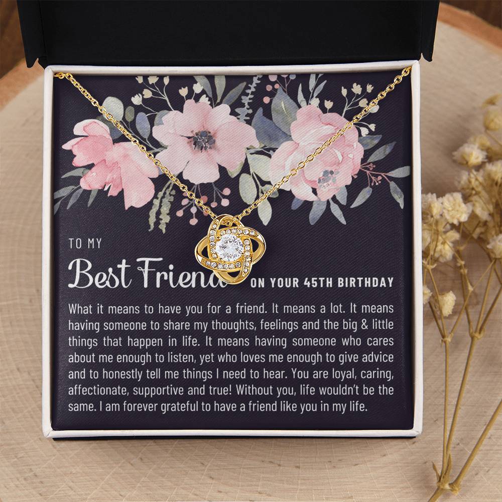 Gift For Best Friend 45Th Birthday 45Th Birthday Gift For Her Meaningful Best Friend 45Th Birthday Necklace Unique Gifts 45Th Bi Love Knot Necklace
