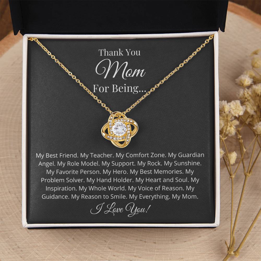 Thank You Mom For Being... Love Knot Necklace