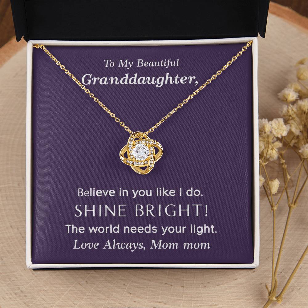 To My Beautiful Granddaughter Love Knot Necklace