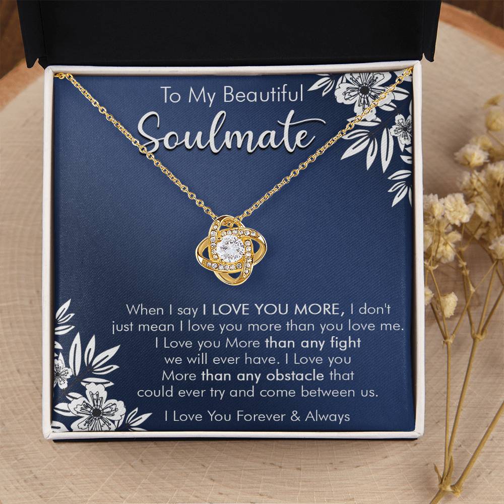 Gift For Your Soulmate Love You More Navy Flower Love Knot Necklace Love Knot Necklace