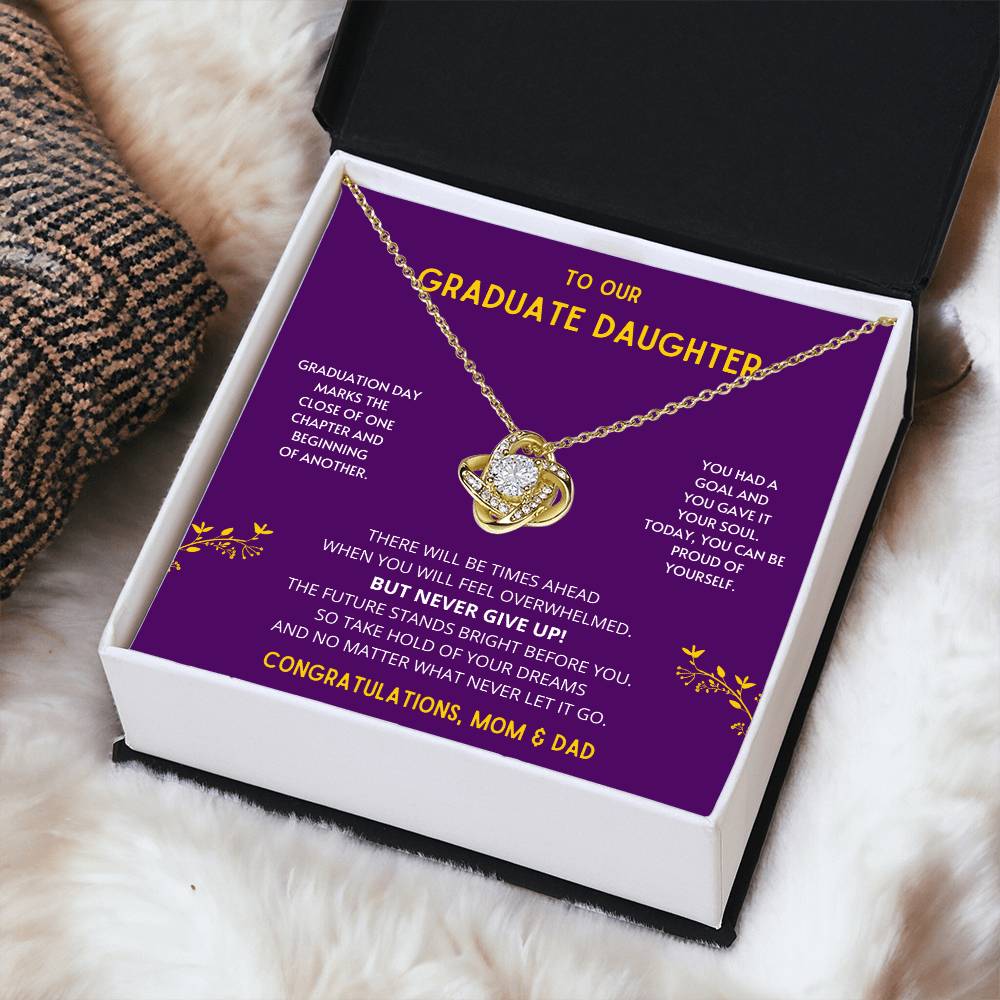 The Future Stands Bright Before You! Graduate Daughter - Necklace College Graduation Gift For Her High School Sen Love Knot Necklace
