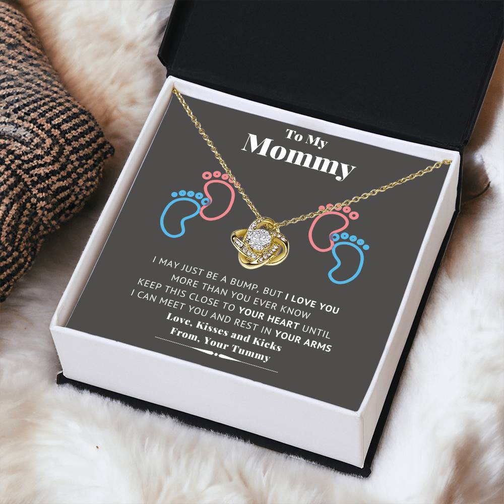 To My Mommy Baby Feet Heart First Time Mom Mom To Be Baby Shower Gift Expecting Mother Pendant Necklace Gift Set New Mom Gender  Love Knot Necklace