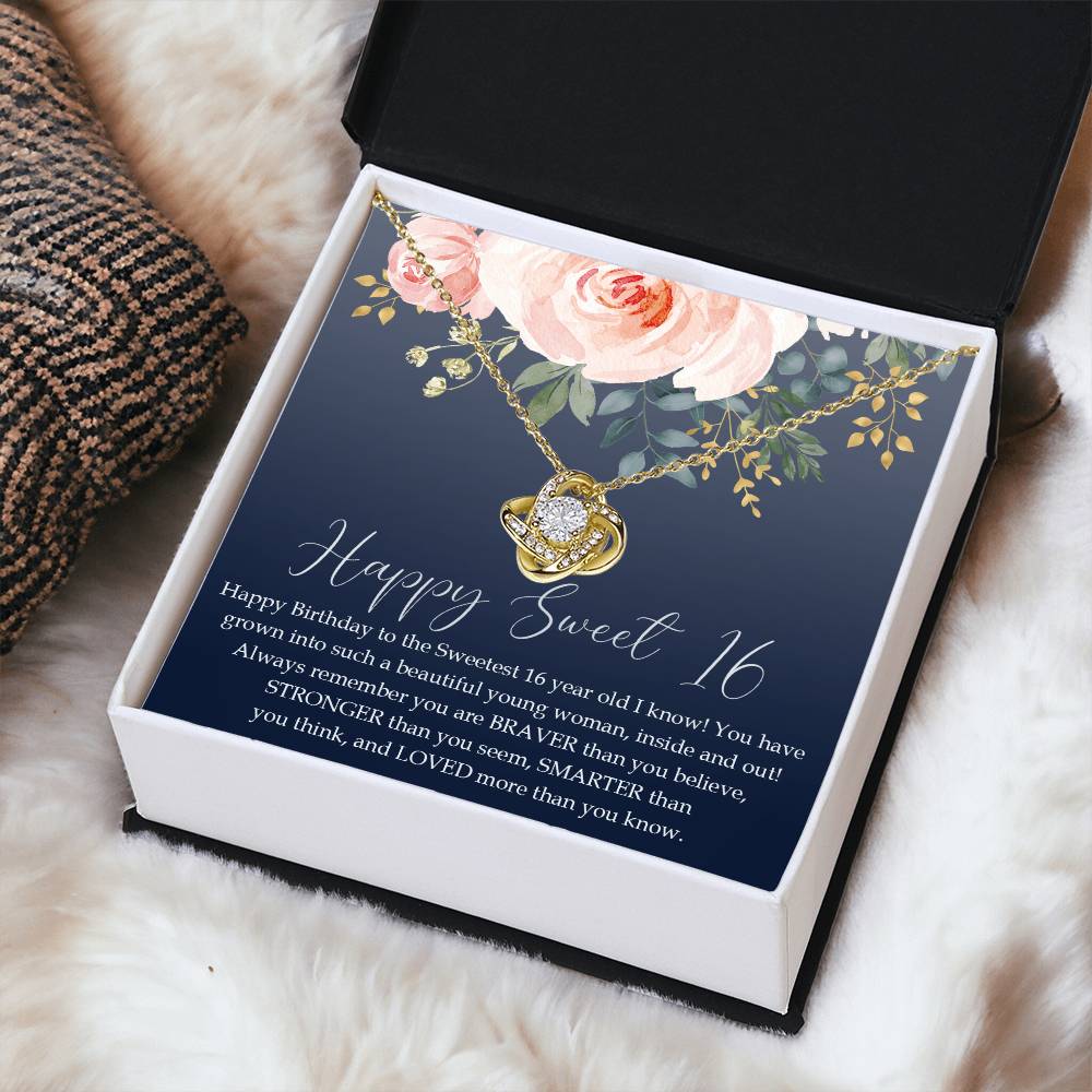 Sweet 16 Gift 16Th Birthday Gift Girl Necklace Sweet 16 Necklace Love Knot Necklace