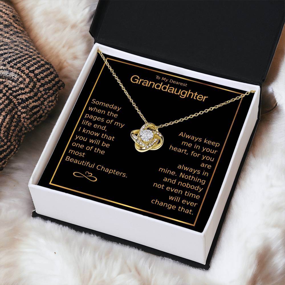 To My Dearest Granddaughter Love Knot Necklace Love Knot Necklace