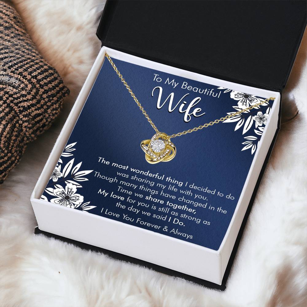 Gift For Wife I Do Navy Flower Love Knot Necklace Love Knot Necklace