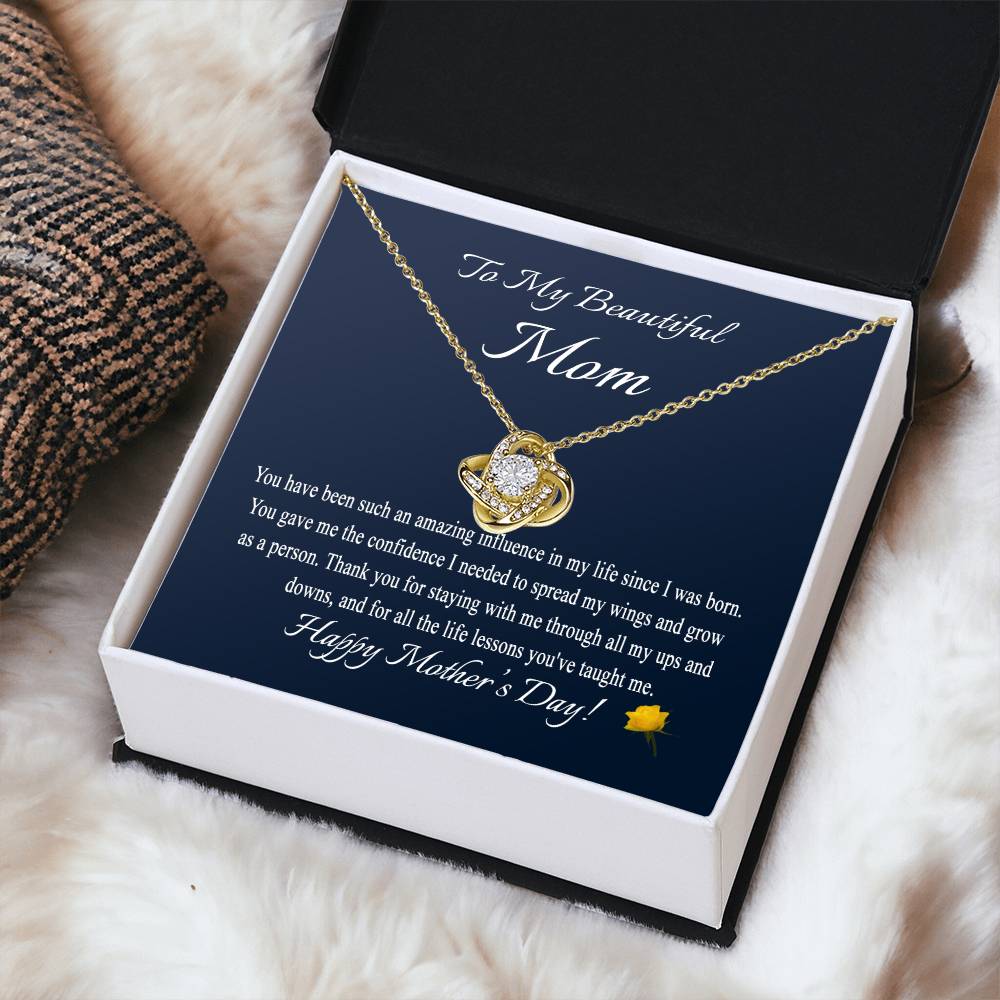Mothers Day Gift From Daughter Mother's Day Necklace To My Beautiful Mom Necklace Mom Gift From Son Mom Ne Love Knot Necklace