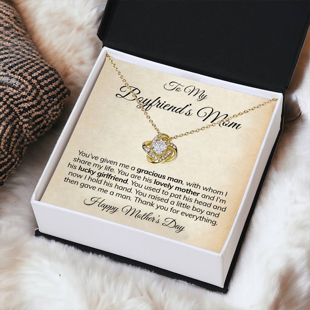 To My Boyfriend's Mom Necklace Happy Mother's Day Mother's Day Gift For Mom Of Boyfriend Love Knot Necklace