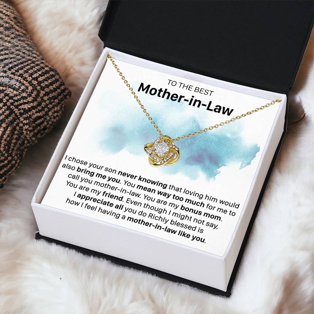 Gift For Mother-In-Law Never Knowing Bonus Mom Love Knot Necklace Love Knot Necklace