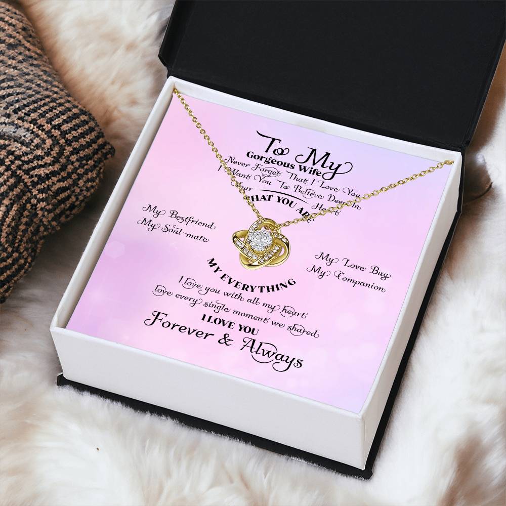 Never Forget That I Lo Love Knot Necklace