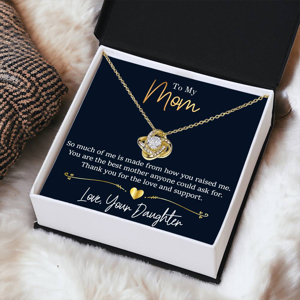 Mom - Thank You - Daughter Love Knot Necklace