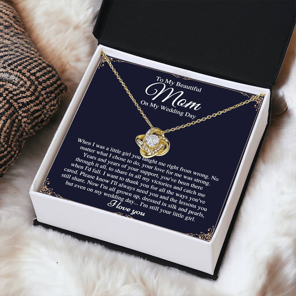 Mom On  Love Knot Necklace