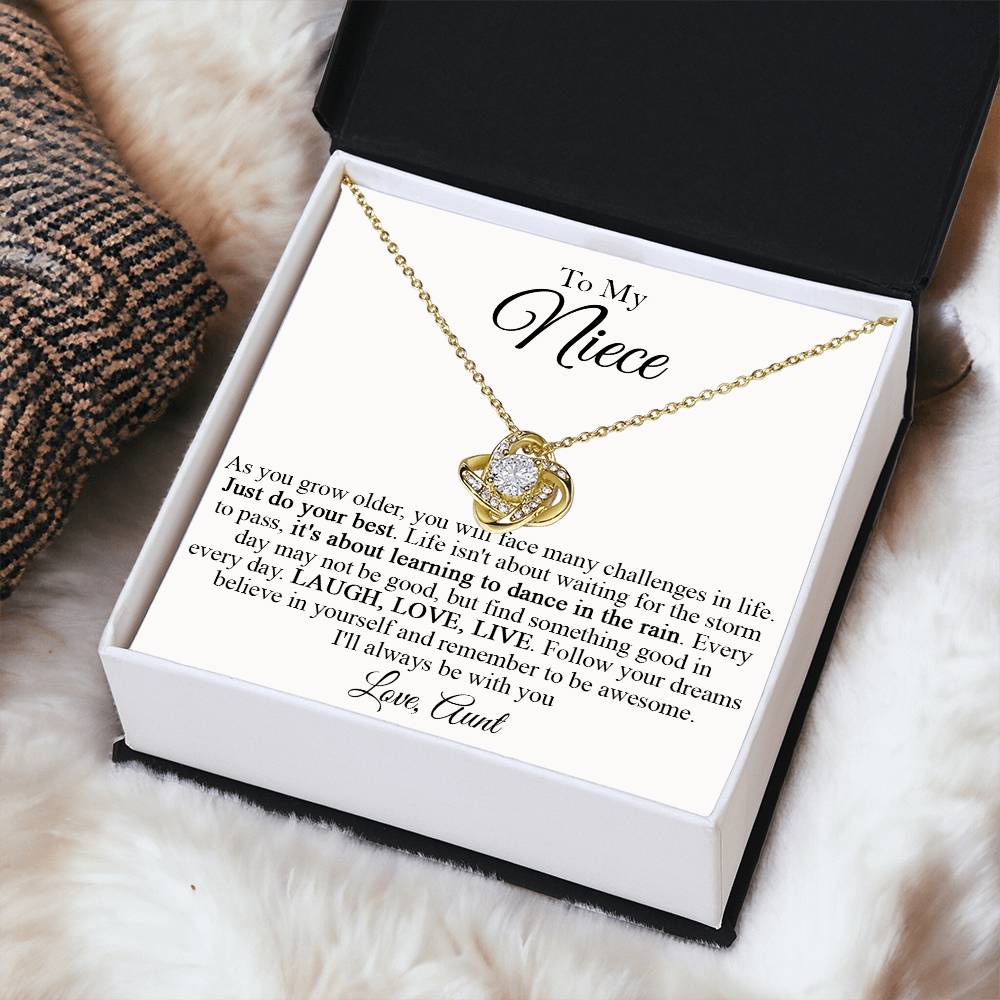 To My Niece Necklace Niece Gift From Aunt Niece Birthday Gift Grown Up Niece Christmas Gift For Love Knot Necklace