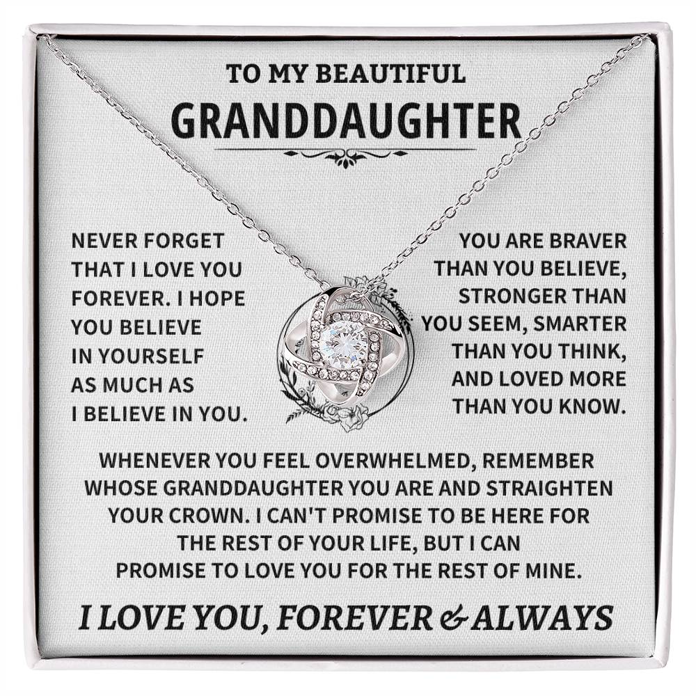 Beautiful Granddaughter Gift Love Knot Necklace