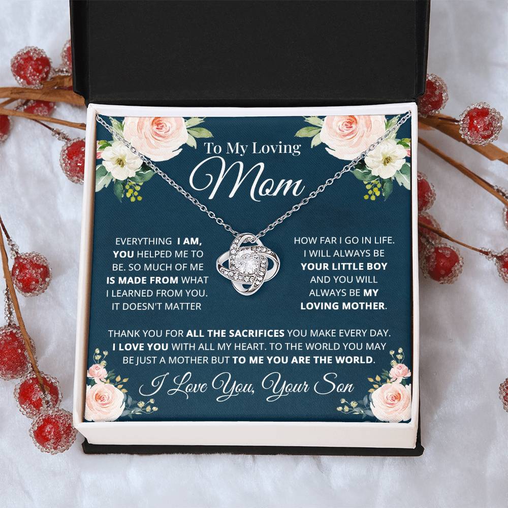 To My Loving Mom Necklace Gift For Mom From Son Mother's Day Gift Mom Birthday Present Love Knot Necklace