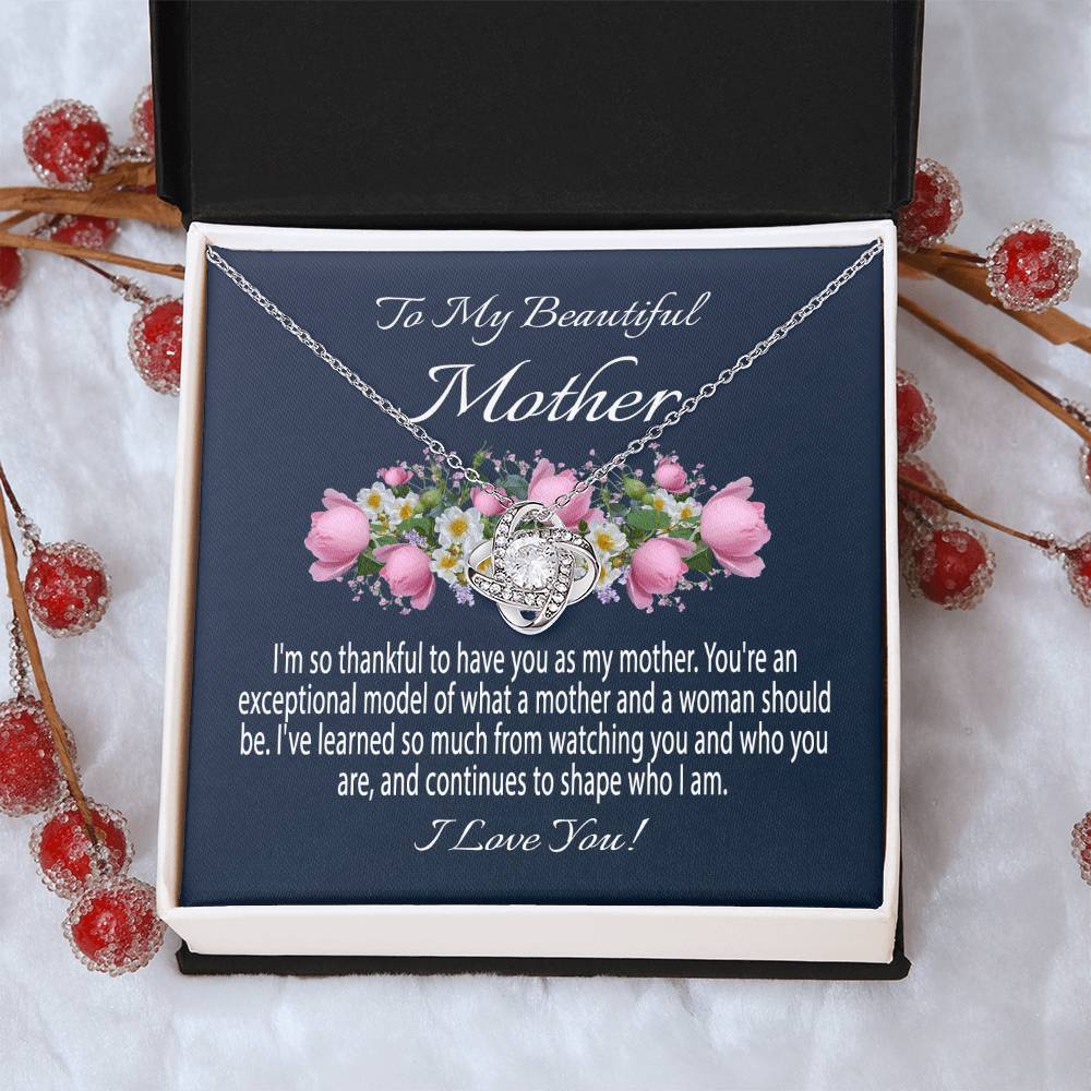 Mothers Day Gift From Daughter Mother's Day Necklace To My Beautiful Mother Necklace Mom Gift From Son Mom Necklace Love Knot Necklace
