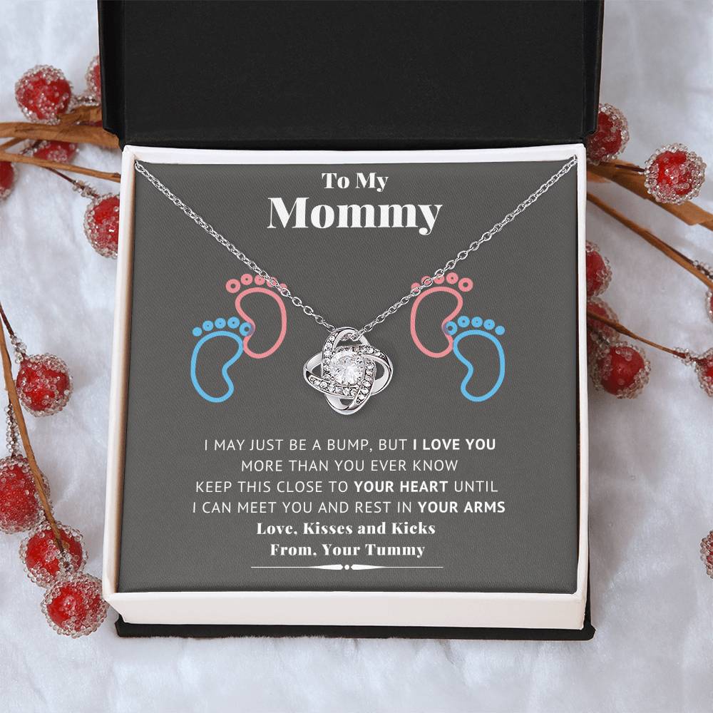 To My Mommy Baby Feet Heart First Time Mom Mom To Be Baby Shower Gift Expecting Mother Pendant Necklace Gift Set New Mom Gender  Love Knot Necklace