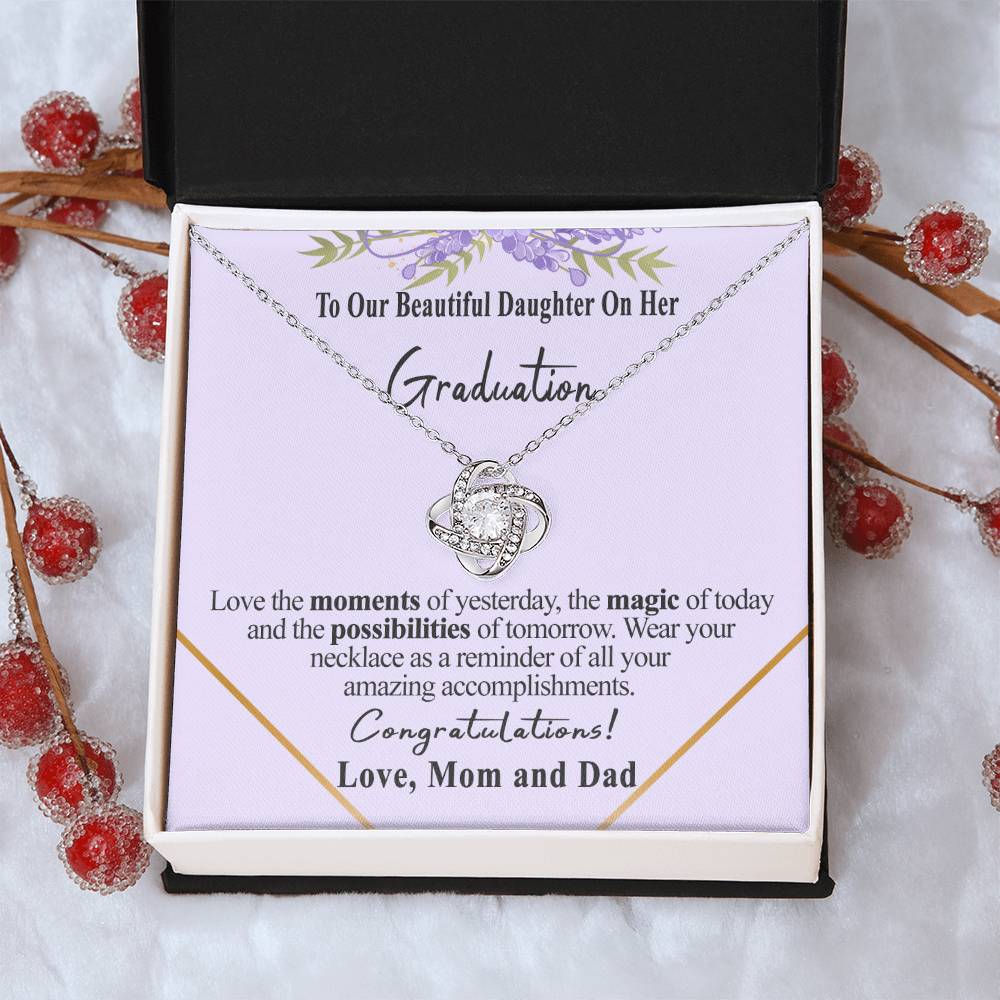 Class Of 2022 Graduation Gift Necklace To Our Beautiful Daughter On Her Graduation To Daughter Gift From Mom And Dad High School Graduation College Grad Love Knot Necklace