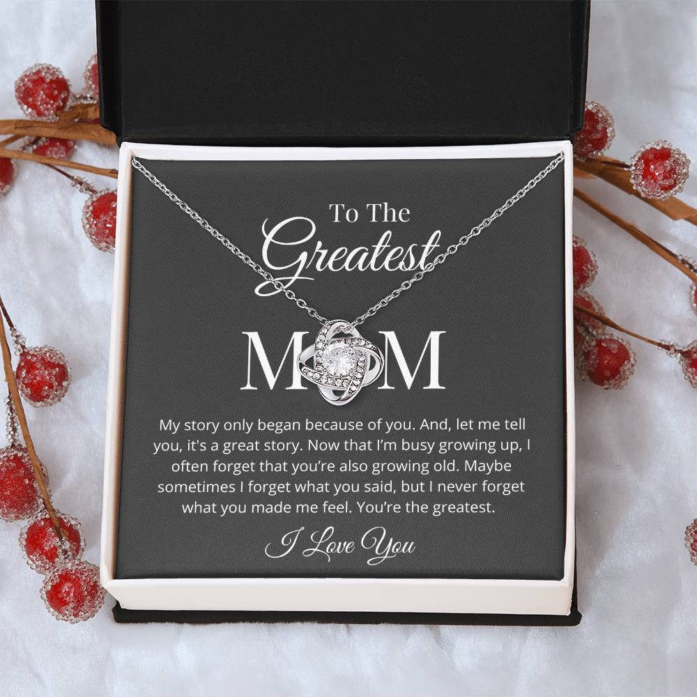 My Story Began Because Of You Love Knot Necklace