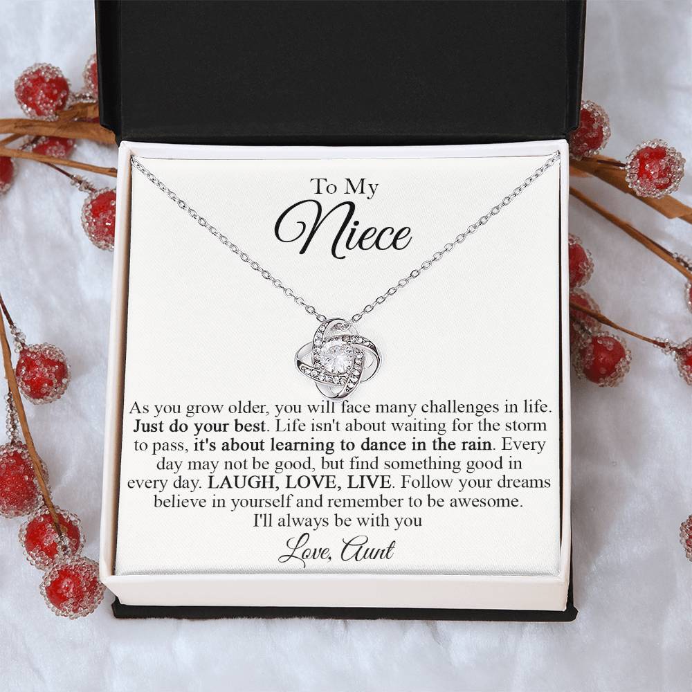 To My Niece Necklace Niece Gift From Aunt Niece Birthday Gift Grown Up Niece Christmas Gift For Love Knot Necklace