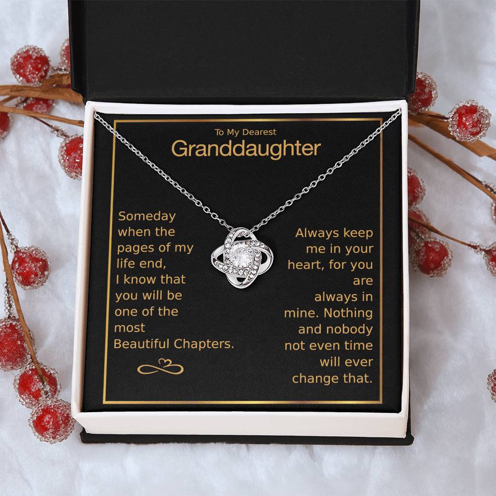 To My Dearest Granddaughter Love Knot Necklace Love Knot Necklace