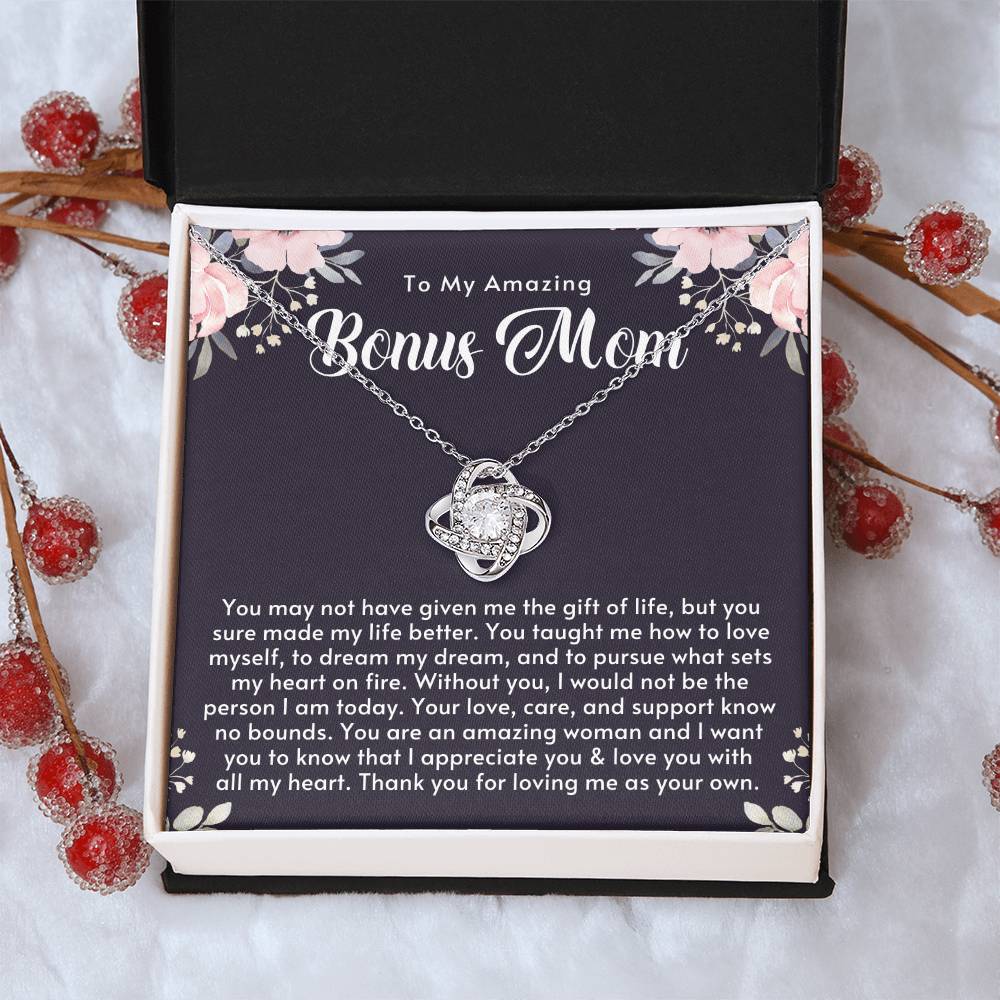 Amazing Bonus Mom Gift Mothers Day Gift For Step Mom Stepmom Birthday Gift Jewelry Gift For Bonus Mom From Stepsonstepdaughter Love Knot Necklace