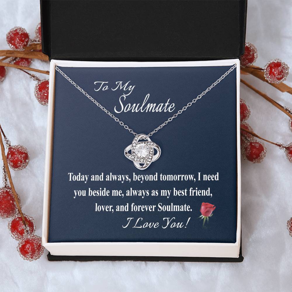 To My Soulmate Message Card Necklace  For Wife Girl - Love Knot Necklace