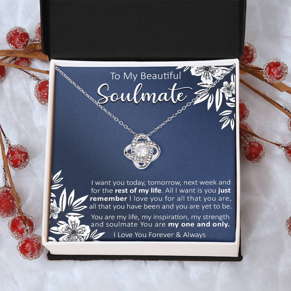 Gift For Your Soulmate - Today For All Navy Flower Love Knot Necklace Love Knot Necklace