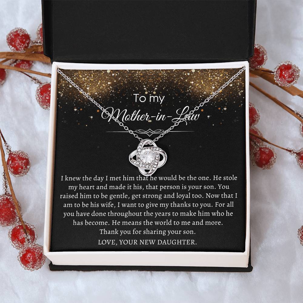 Love Knot Necklace Mother-In-Law - Thank You For Sharing Your Son Love Knot Necklace