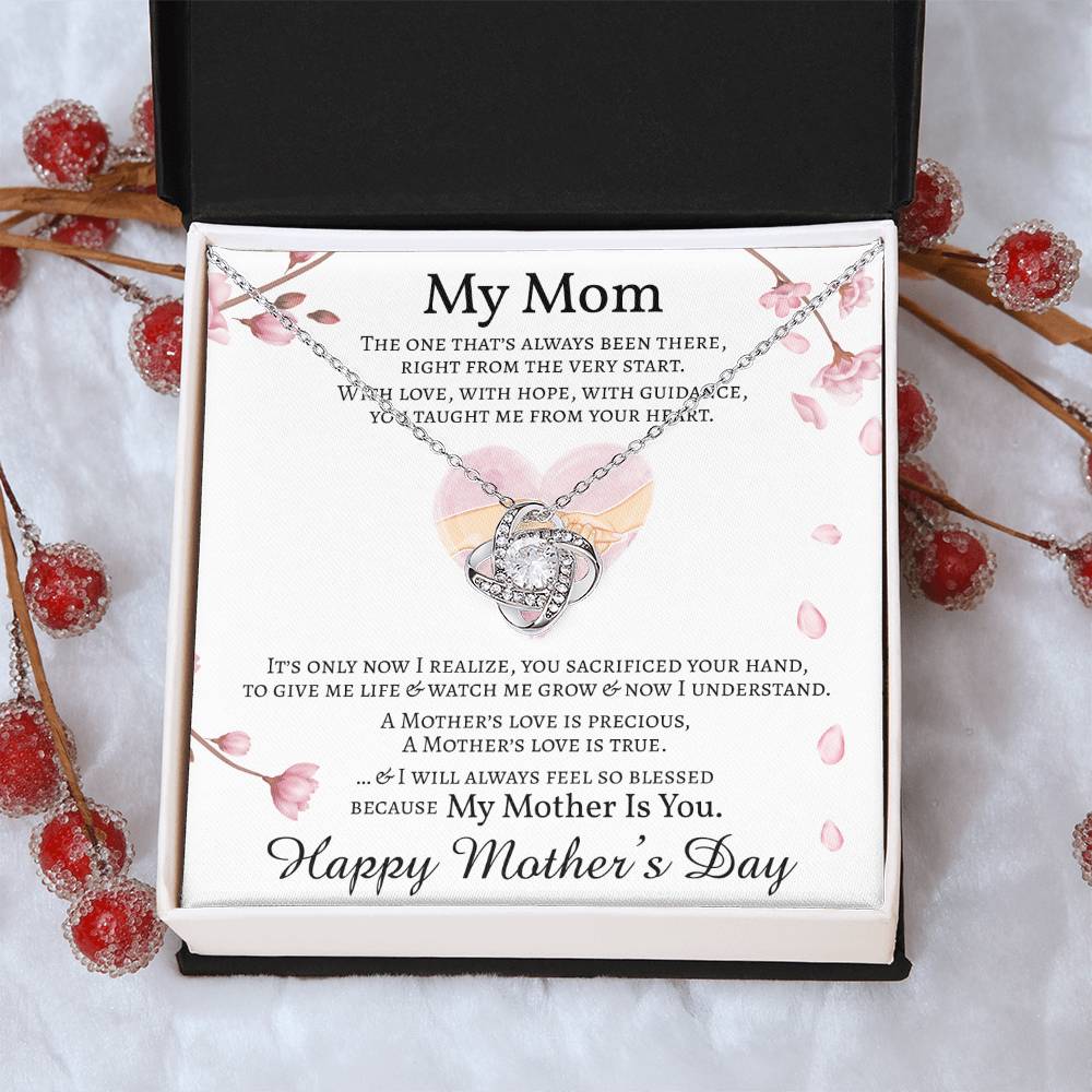 Mother's Day Message Card Necklace For Mom Love Knot Necklace For Mom Mom Gift From Daughter Mom Gift From Son 1 Love Knot Necklace