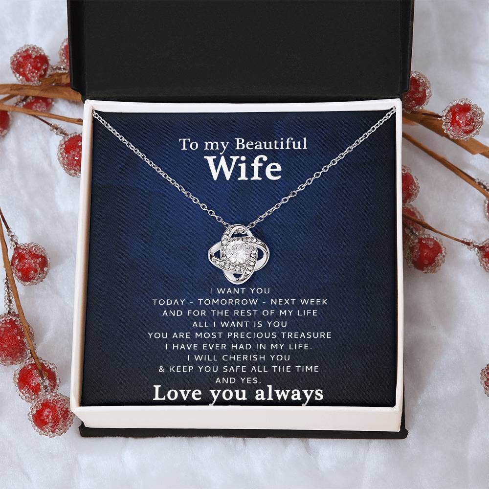 To My Wife - Love You  Love Knot Necklace