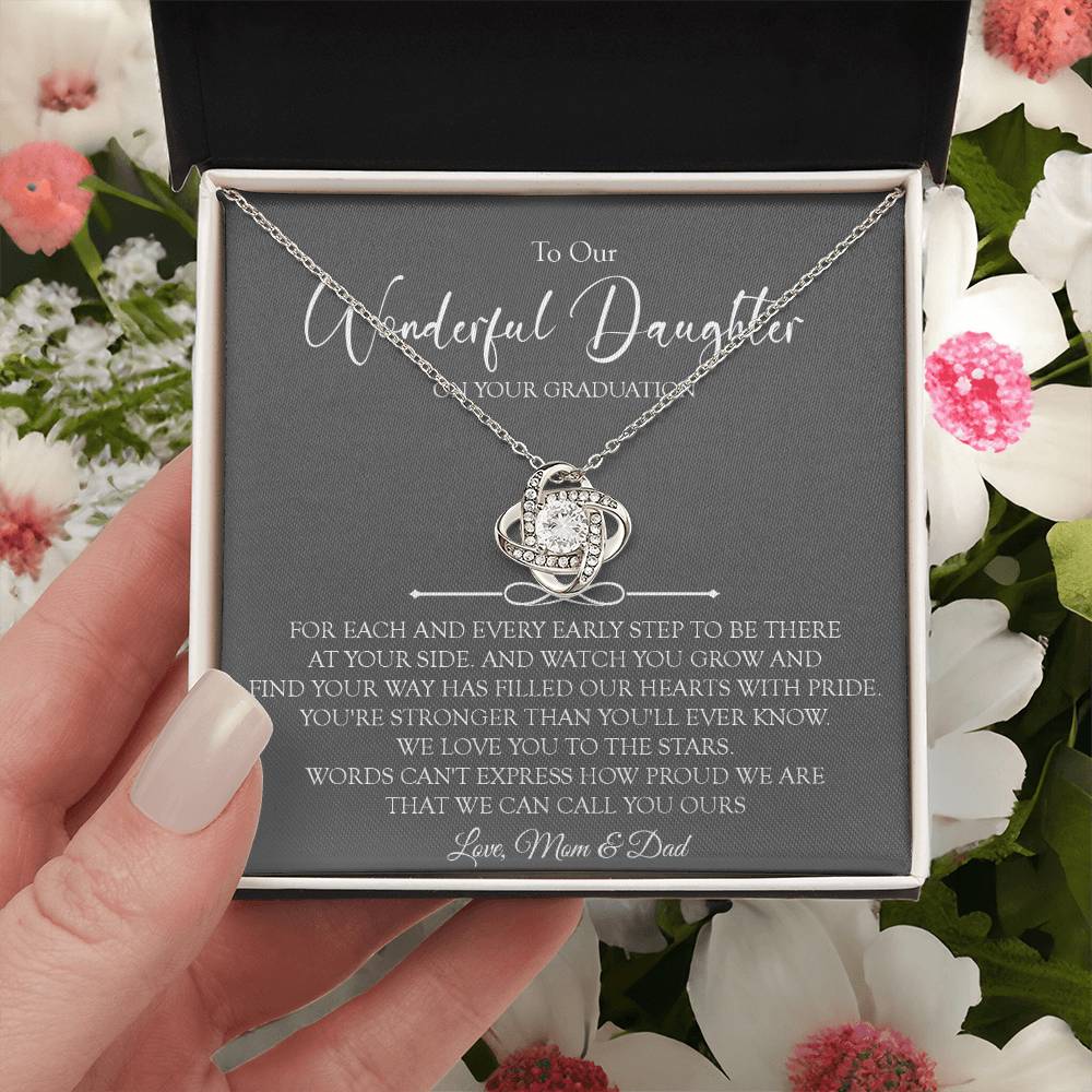 To Our Daughter Graduation Gift Necklace Graduation Gift For Daughter From Mom A Love Knot Necklace