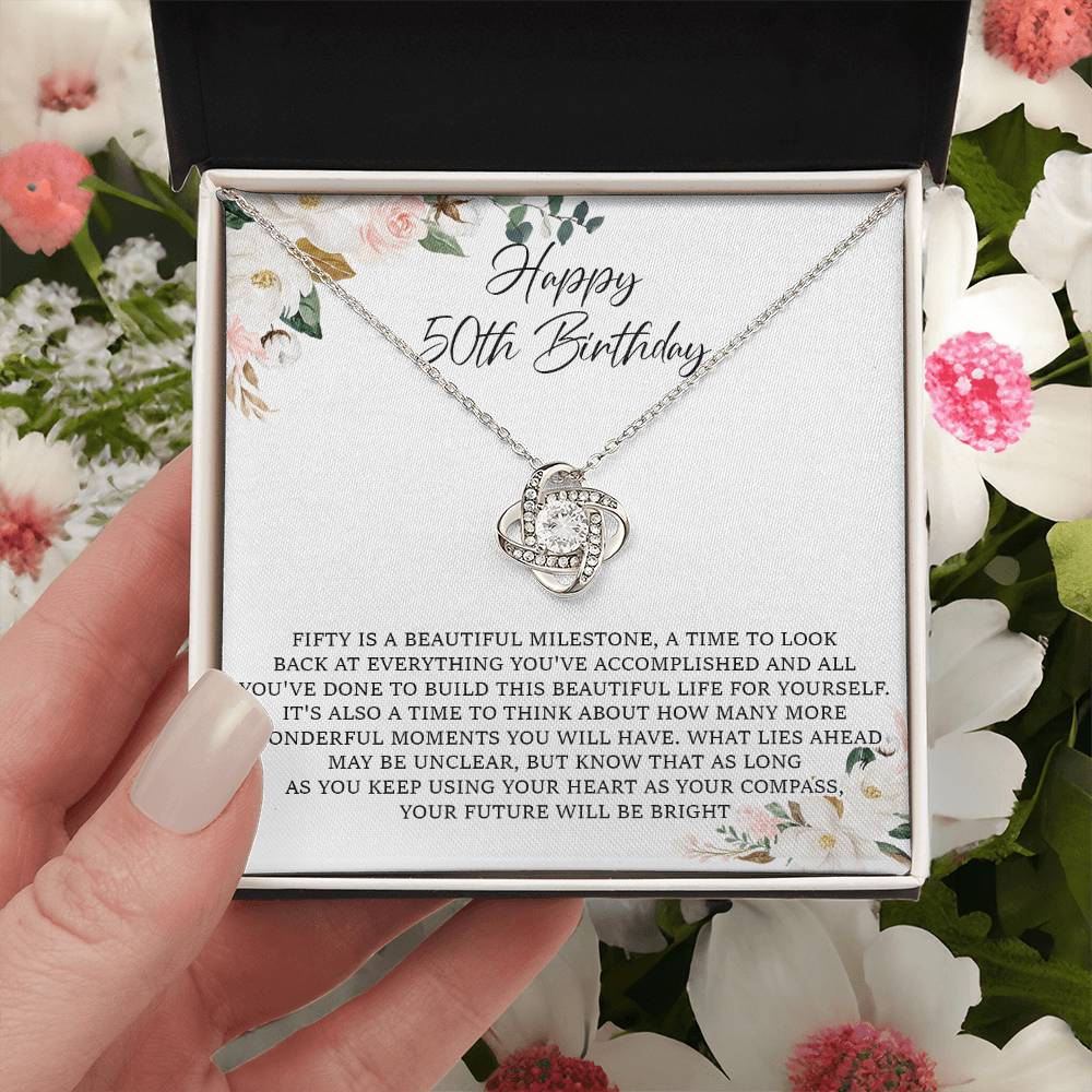 50Th Birthday Gift For Her 50Th Birthday Gift For Woman Sentimental Gift Love Knot Necklace