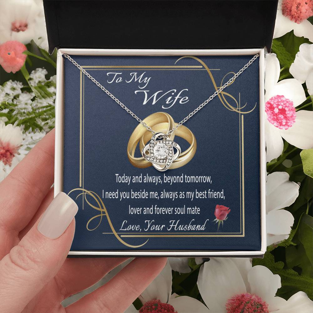 To My Wife Gift Necklace Message Card Necklace To Wife From Husband Anniversary Gift For Wife Birthday Gift Necklace Fo Love Knot Necklace