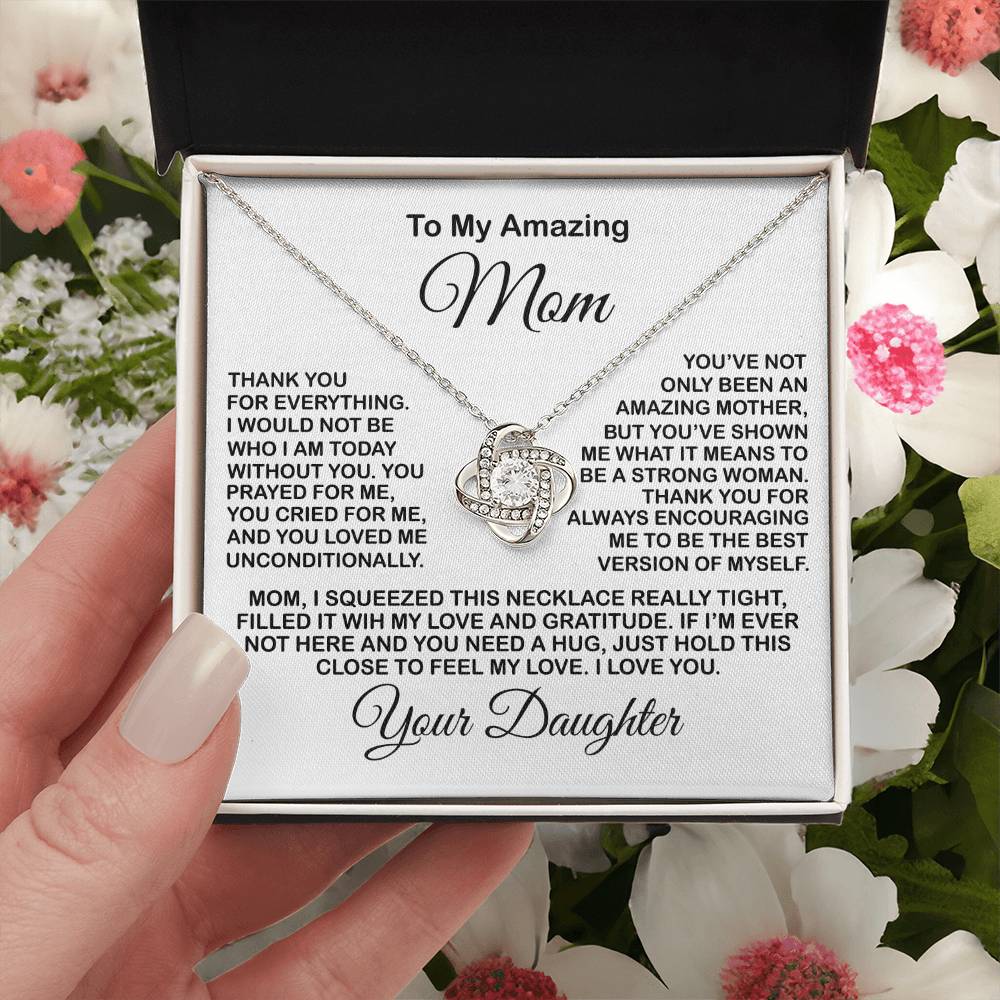 Present For Mom From Daughter Love Knot Necklace